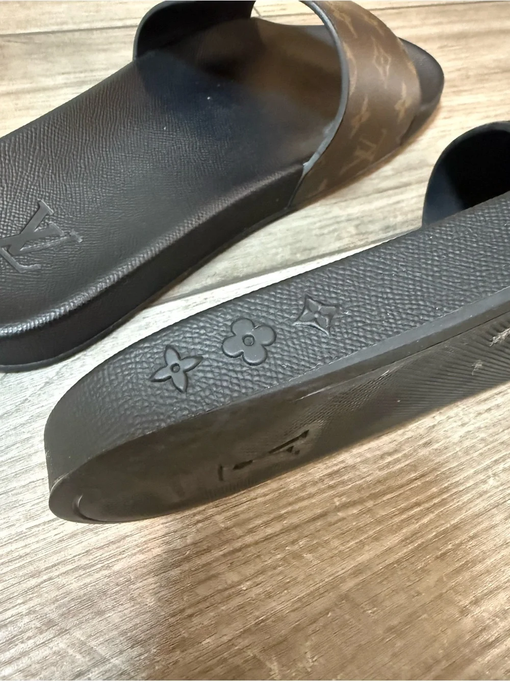 Louis Vuitton Brown & Black Monogram Slide Sandals